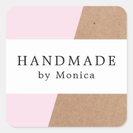 シンプルバラククールラフトホワイトストライプ文字 スクエアシール