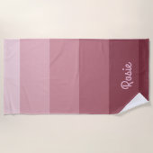 シンプルバラグラデーショストライプン名前をカスタムする ビーチタオル (正面)