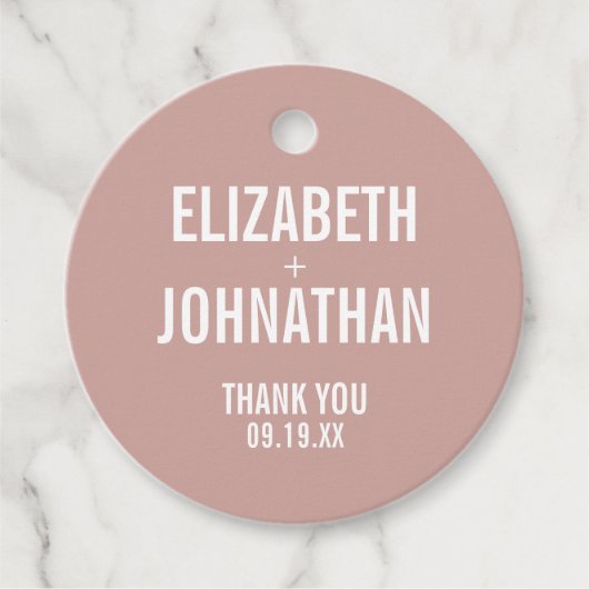 シンプルバラタイポグラフィ結婚サンキュー フェイバータグ (正面)