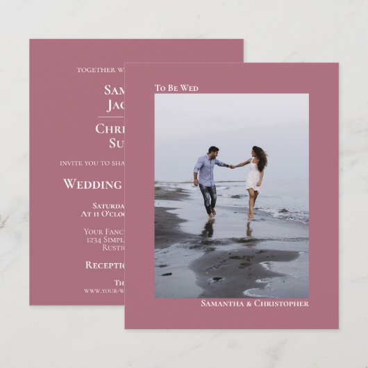 シンプルバラバジェット結婚ズ写真招待状 (正面/裏面)