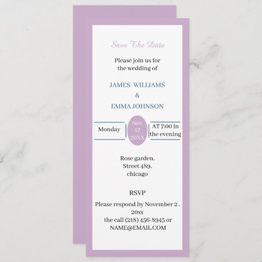 シンプルバラパーソナライズされた保存の日付 招待状 (正面/裏面)