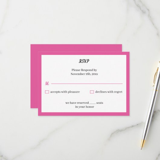 シンプルバラパーソナライズされた結婚s 出欠カード (正面/裏面インサイチュ)