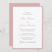 シンプルバラピンクのエレガ伝統的ントウェディング 招待状 (正面/裏面)