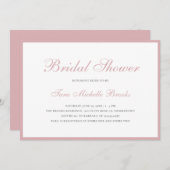 シンプルバラピンクエレガントブライダルシャワー 招待状 (正面/裏面)