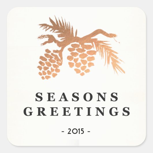 シンプルバラフェイク金ゴールドパインコーンホリデイ スクエアシール (正面)