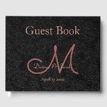 シンプルバラブラック金ゴールドエレガントなウェディングモノグラム