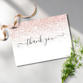 シンプルバラモダン金ゴールドグリッタースクリプト サンキューカード