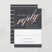 シンプルバラモダン金ゴールドスクリプト返信カード 出欠カード (正面/裏面)