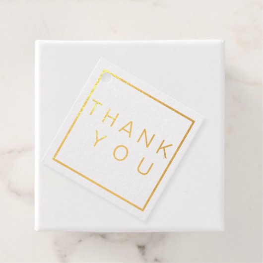 シンプルバラモダン金ゴールド縁どウェディングRSVP フェイバータグ (箱)