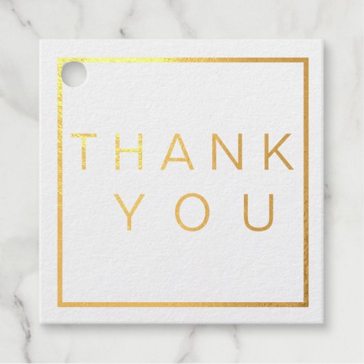 シンプルバラモダン金ゴールド縁どウェディングRSVP フェイバータグ (正面)