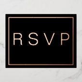シンプルバラモダン金ゴールド縁どウェディングRSVP 箔招待状ポストカード (正面)