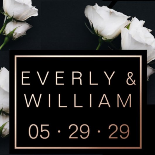 シンプルバラモダン金ゴールド縁どウェディングRSVP 箔招待状ポストカード