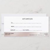 シンプルバラモダン金ゴールド証明書ギフトカード (裏面)