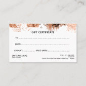 シンプルバラモダン金ゴールド証明書ギフトカード 名刺 (裏面)