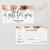 シンプルバラモダン金ゴールド証明書ギフトカード 名刺 (正面/裏面)