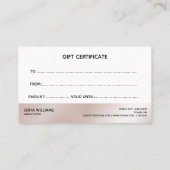 シンプルバラモダン金ゴールド証明書ギフトカード 名刺 (裏面)