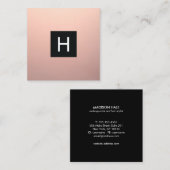 シンプルバラモダン金ゴールド銅モノグラム スクエア名刺 (正面/裏面)