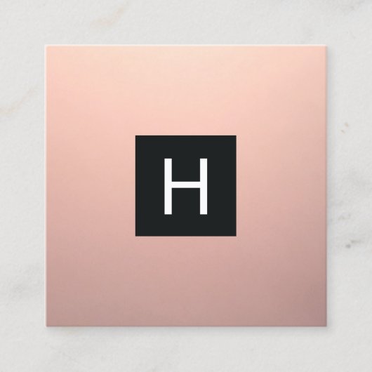 シンプルバラモダン金ゴールド銅モノグラム スクエア名刺 (正面)