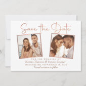 シンプルバラモダン金ゴールド2 Photo Save The Date Card セーブザデート (正面)