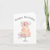 シンプルバラ入り水彩層状ケーキ カード (正面)