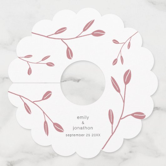 シンプルバラ名葉名の日結婚付 ワイングラスタグ (正面)