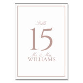 シンプルバラ書エレガント跡結婚の テーブルナンバー (裏面)