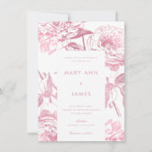 シンプルバラ金ゴールドエレガント結婚フローラ 招待状 (正面)