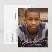 シンプルバラ金ゴールドオーバーレイ写真卒業 ポストカード (正面/裏面)