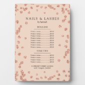 シンプルバラ金ゴールドグリッター紙吹雪価格メニュー赤面 フォトプラーク (正面)