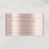 シンプルバラ金ゴールドハート贈与証美しい 予約カード (裏面)