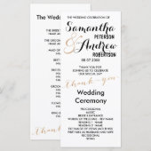 シンプルバラ金ゴールドフォイルシック結婚式 プログラム (正面/裏面)