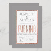 シンプルバラ金ゴールドフレーム石板グレー披露宴 招待状 (正面/裏面)