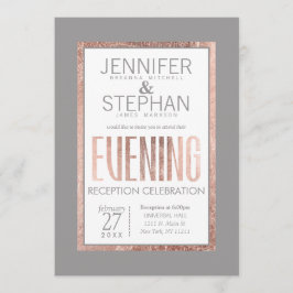 シンプルバラ金ゴールドフレーム石板グレー披露宴 招待状