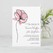 シンプルバラ金ゴールドフローラスケッチラインア結婚ートI 招待状 (スタンド正面)