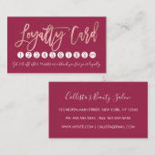 シンプルバラ金ゴールドモダンタイポグラフィダークピンク ロイヤリティカード (正面/裏面)