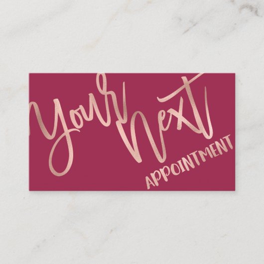 シンプルバラ金ゴールドモダンタイポグラフィダークピンク 予約カード (正面)