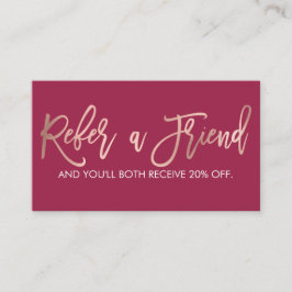 シンプルバラ金ゴールドモダンタイポグラフィダークピンク 紹介カード