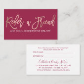 シンプルバラ金ゴールドモダンタイポグラフィダークピンク 紹介カード (正面/裏面)