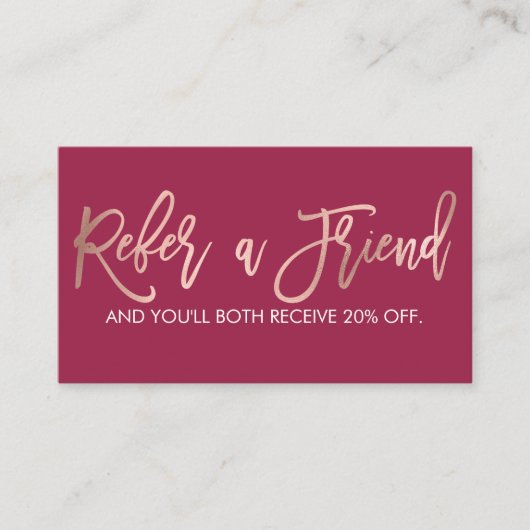 シンプルバラ金ゴールドモダンタイポグラフィダークピンク 紹介カード (正面)