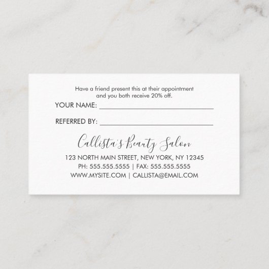 シンプルバラ金ゴールドモダンタイポグラフィ白黒 紹介カード (裏面)