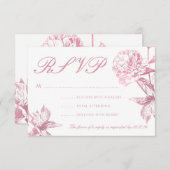 シンプルバラ金ゴールドモダンフローラウェディングRSVP 出欠カード (正面/裏面)