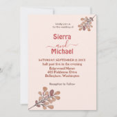 シンプルバラ金ゴールドワイルドフラワー結婚式招待状 招待状 (正面)