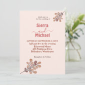 シンプルバラ金ゴールドワイルドフラワー結婚式招待状 招待状 (スタンド正面)