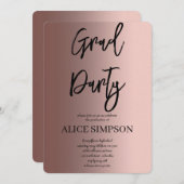 シンプルバラ金ゴールド卒業招待状 招待状 (正面/裏面)