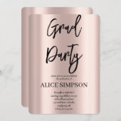 シンプルバラ金ゴールド卒業 招待状 (正面/裏面)