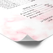 シンプルバラ金ゴールド大理石価格メニュー ポスター (角)