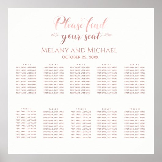 シンプルバラ金ゴールド書道ハート結婚ズ ポスター (正面)