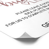 シンプルバラ金ゴールド書道バケットリストの署名 ポスター (角)