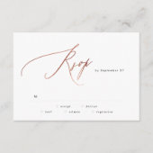 シンプルバラ金ゴールド書道 出欠カード (正面)