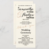 シンプルバラ金ゴールド箔シック結婚式 プログラムアイボリー プログラム (正面/裏面)